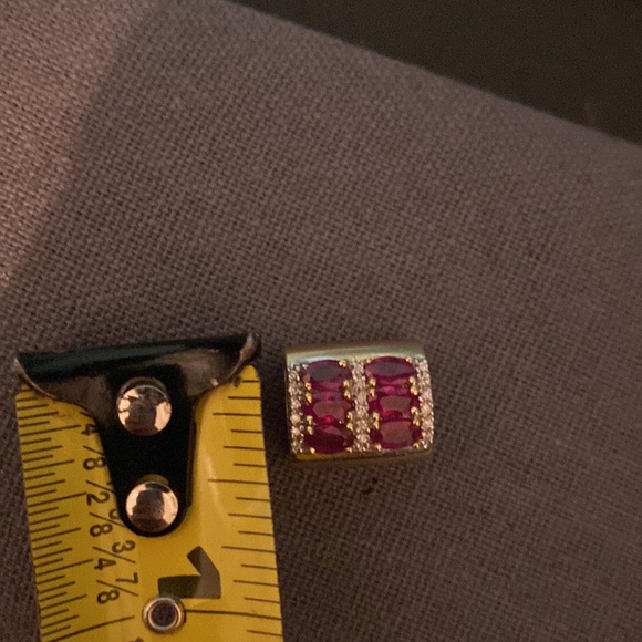 Vintage 14k yellow gold pendant with 6 ruby stones slider with bag - Picture 14 of 15